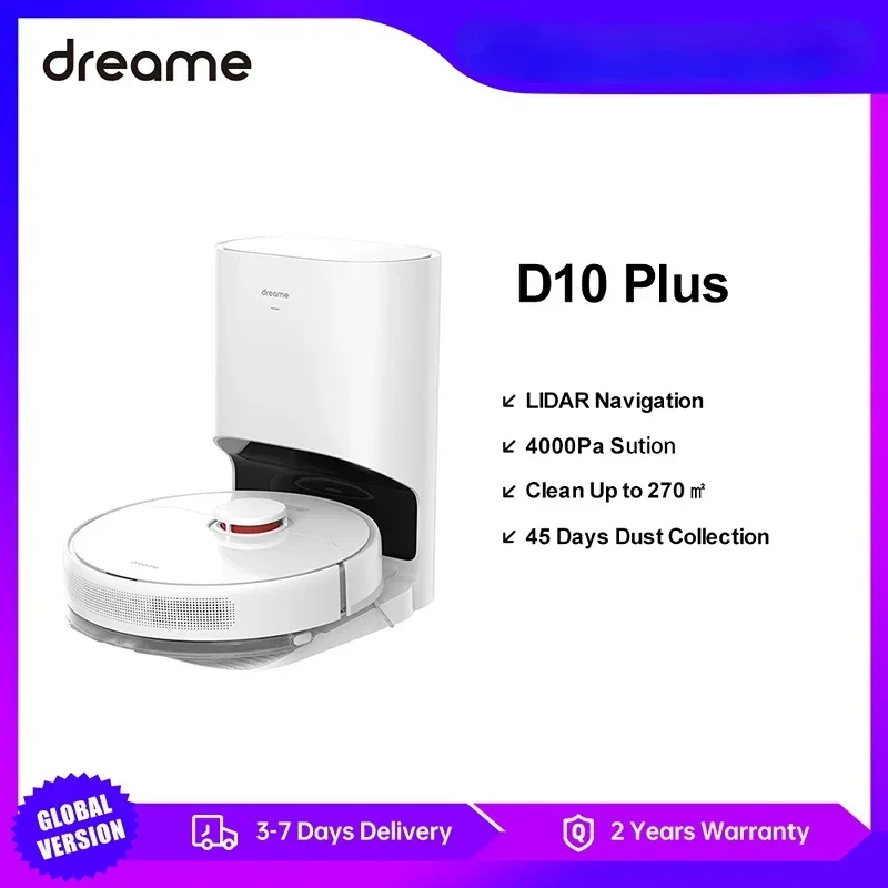 

New Dreame D10 Plus Robot Vacuum and Mop with Self-Emptying Base for 45 Days of Cleaning, Robotic Vacuum with 4000 Pa Suction