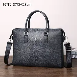 Smooth Pearl Fish Pattern Men's Briefcase Large Capacity Handbag Business Computer File Messenger Laptop Genuine Leather Men Bag