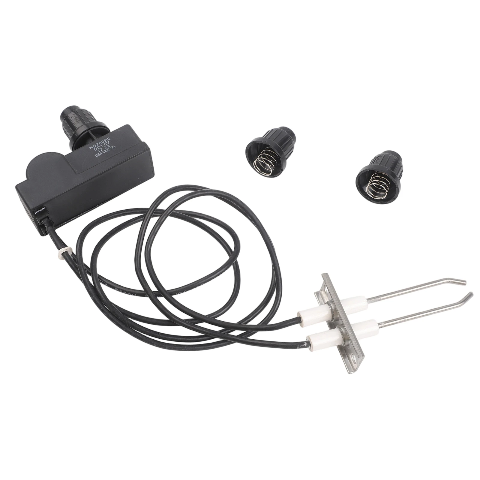 Propane Gas Grill Igniter Kit with Dual Electrodes Spark Wire and Two Push Button Covers for Fireplace and Oven Use