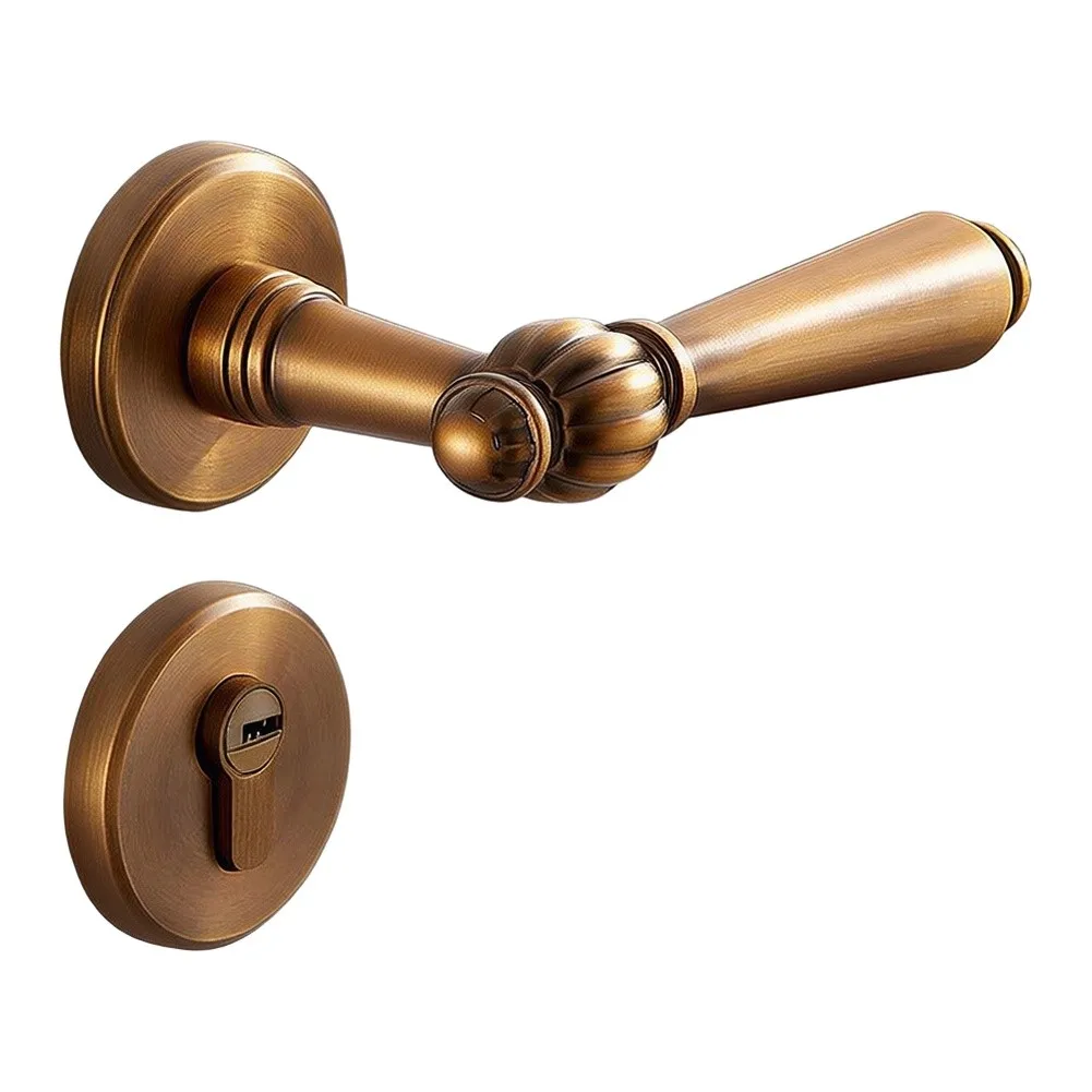 Golden Aluminum Style Pumpkin Lock for Bedroom Doors Magnetic Quiet Closing and Elegant For Retro Compatibility