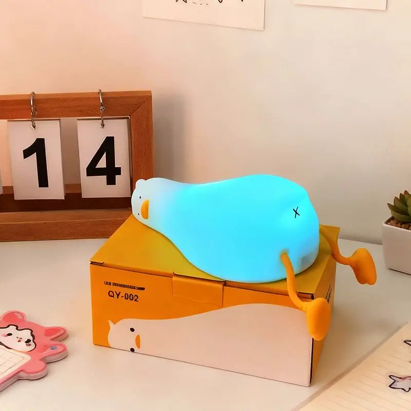 LED Children Night Light Rechargeable Silicone Squishy Duck Lamp Child Holiday Gift Sleeping Creative Bedroom Desktop Decor Lamp