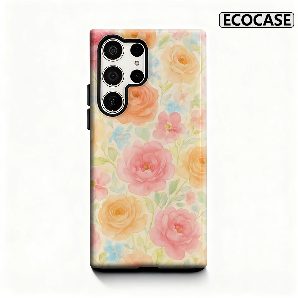 Funda de teléfono con ramo Floral de acuarela para Samsung Galaxy S25 Ultra S24 S23 Ultra Plus, funda trasera brillante de doble capa