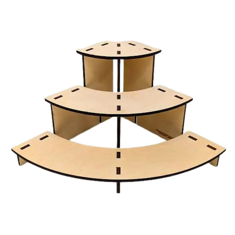 Christmas 3 Tier Convertible Wood Display Stand Heavy Duty Rotating Modular Shelf Easy Assembly For Holiday Display Decoration