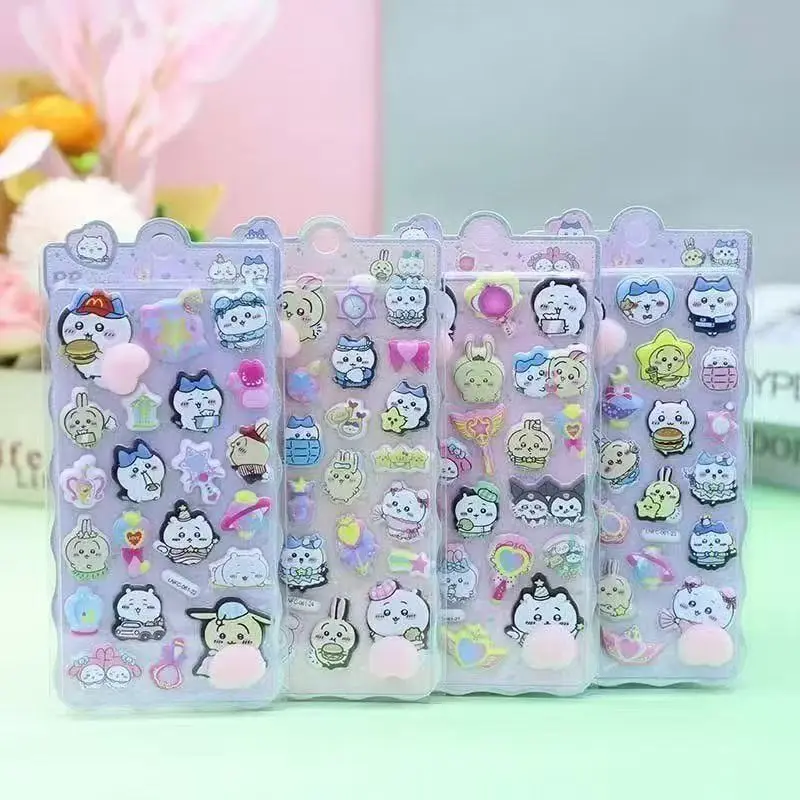 Pegatinas 3D en Relieve Kawaii Chiikawa, Personajes de Anime Japonés, Pegatinas Estéreo en Relieve para Decoración de Cuadernos y Papelería