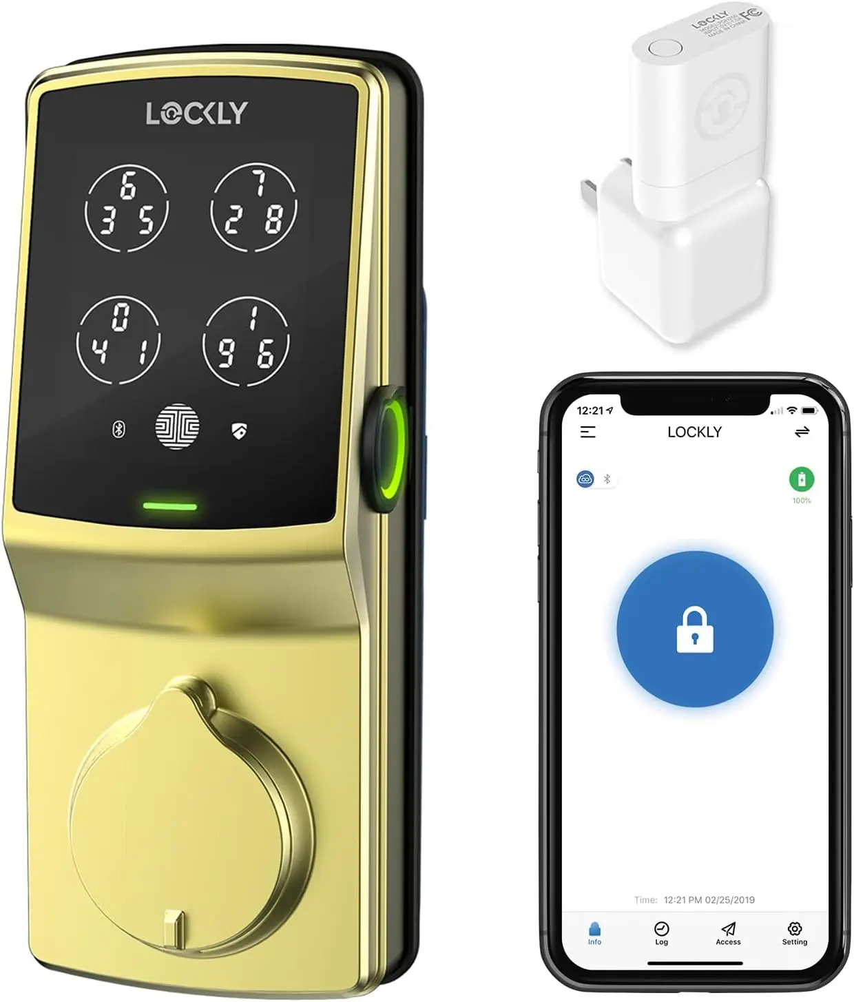 Smart Lock Keyless Entry Riegel Fingerabdrucksensor App-Steuerschlüssel Sprachsteuerung Auto Lock Wi-Fi-Hub im Lieferumfang enthalten