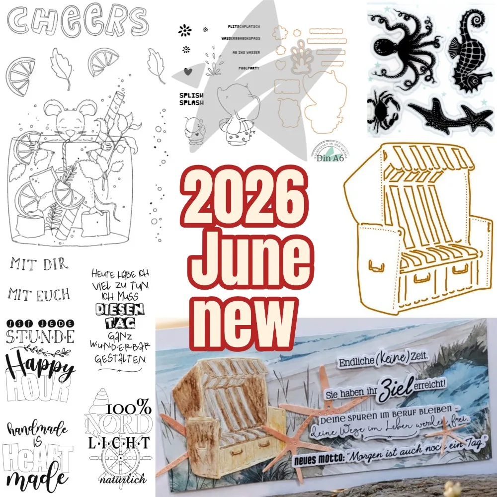 Muschel und Seepferdchen 2026 Juni Neue Metall-Stanzformen für DIY Scrapbooking Bastelarbeiten Fotoalbum-Vorlage Handgemachte Dekoration