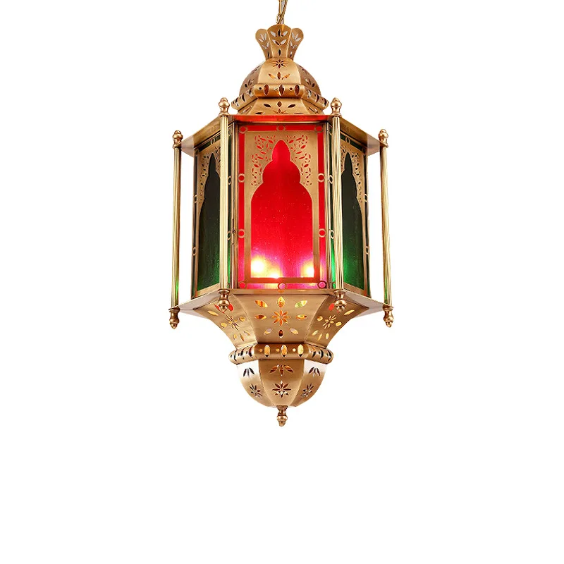 

Restaurant Copper Light South East Asia Stained Glass Glass Chandelier Cafe Aisle Exotic Chandelier