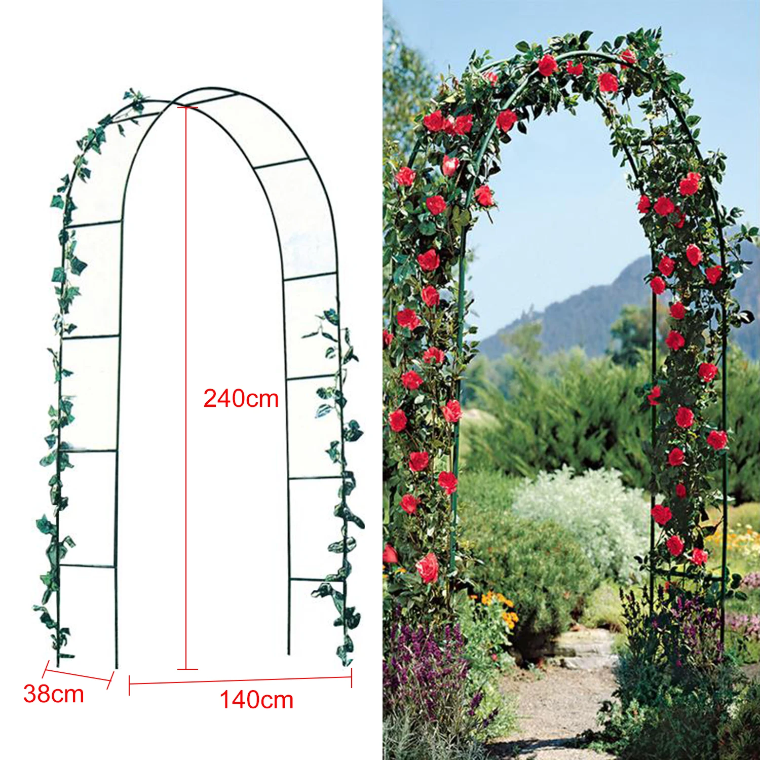 Iron Wedding Arch Decorative Garden Backdrop Pergola Stand Flower Frame For Marriage Birthday Wedding Party Decoration 3 in 1