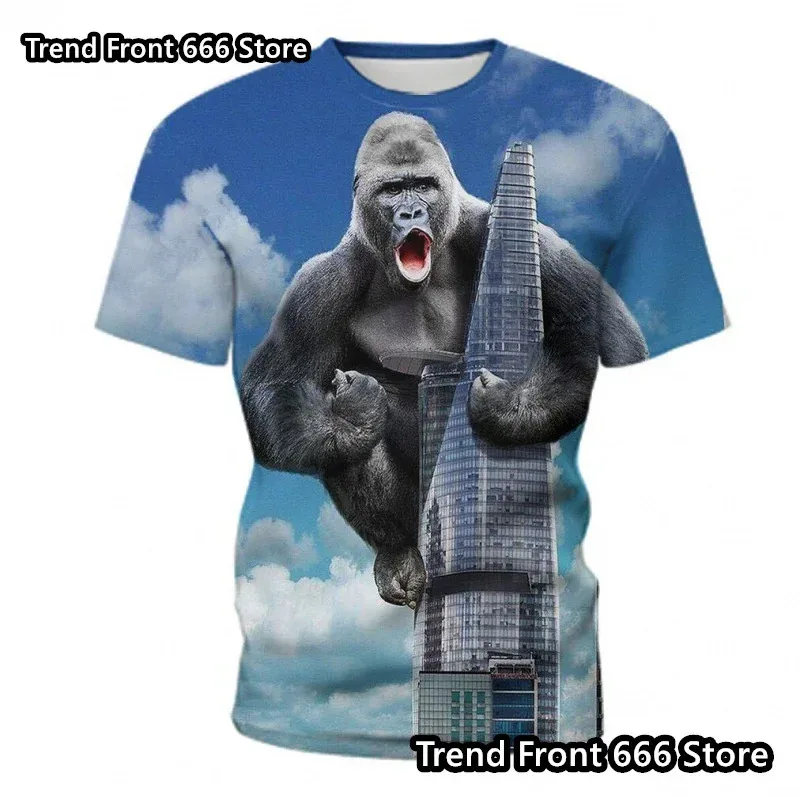 صعود كوكب القرود الاطفال والرجال كينغ كونغ قصيرة الأكمام تي شيرت Crewneck الأطفال ثلاثية الأبعاد مطبوعة تي شيرت الأولاد الملابس