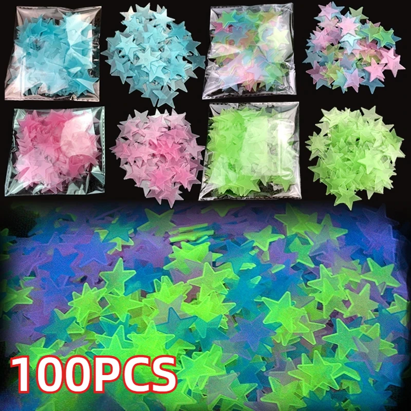 3D Glowing Star Stickers Stars Shining in The Dark Children\'s Baby Rooms Bedrooms Ceilings Home Decor Fluorescent Stickers