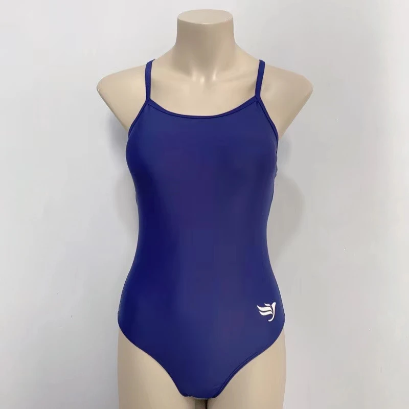 Maillot de bain une pièce triangulaire professionnel pour femmes Qui Dry avec coussin de poitrine couleur Pure costumes de bain cutitifs pour dames