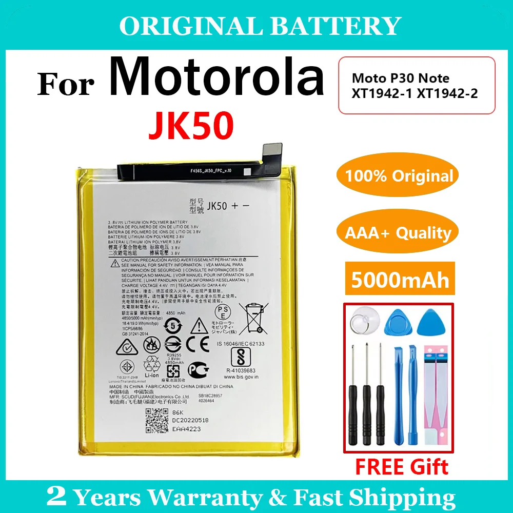 Original 5000mAh JK50 Battery For Motorola Moto G20 XT2128-1 64GB GSM G7 Power XT1955 XT1942-1 Z3 XT1941 G30 P30 Note Batteries