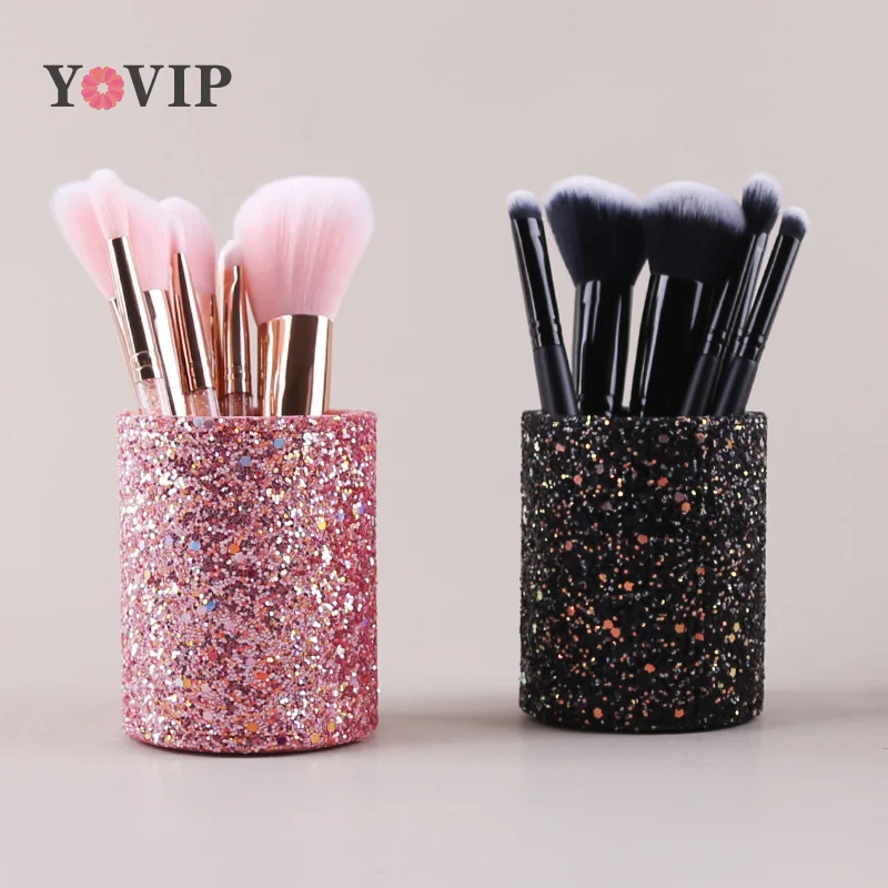 Fashion Women Sparkling  Makeup Brush Bucket Cosmetic Storage Pen Box Pencil Vase Comb Lipstick Brush Container Home Storage Box