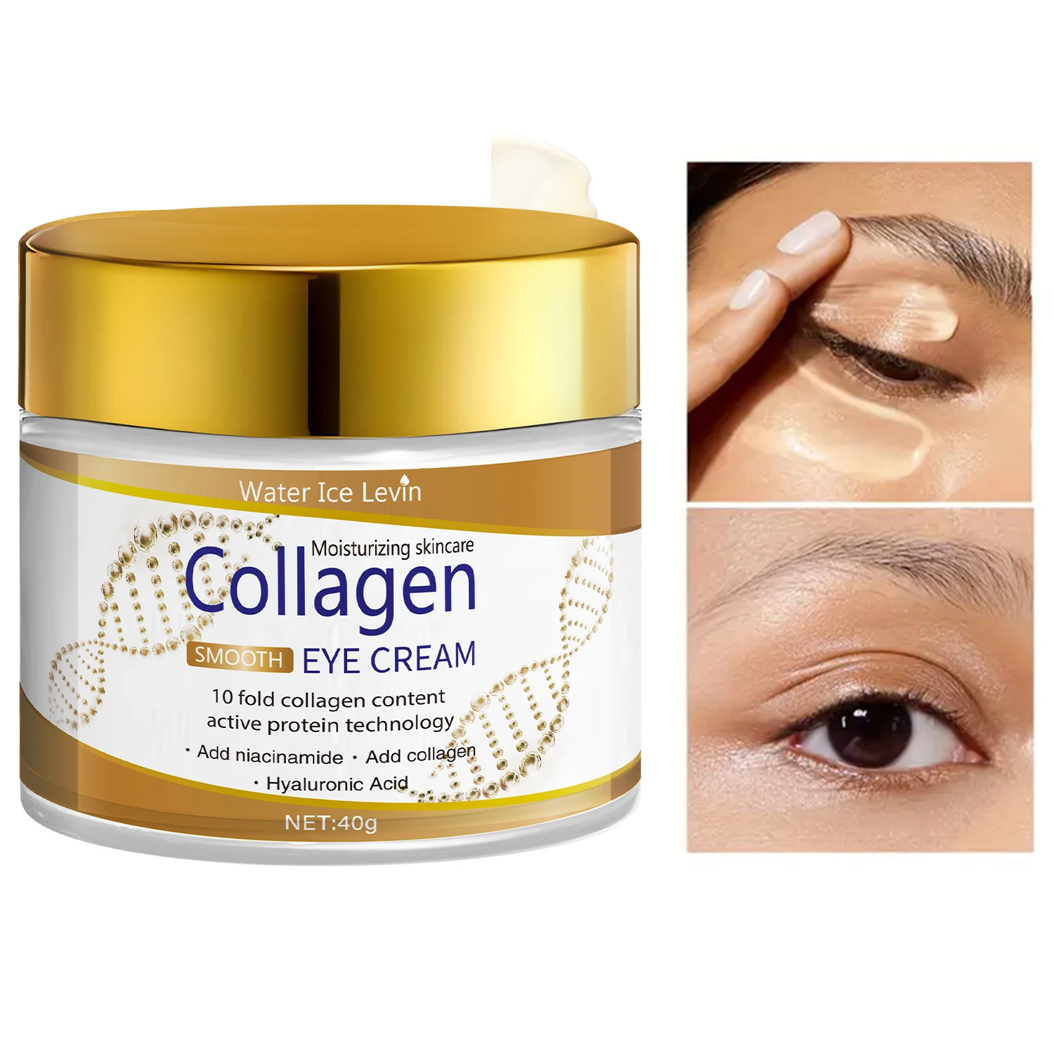 Collagen Smooth Eye Cream 10X Collagen Niacinamide Hyaluronic Acid Fusion. Hydrates, Plumps, Firms Under-Eye Area. 40g.