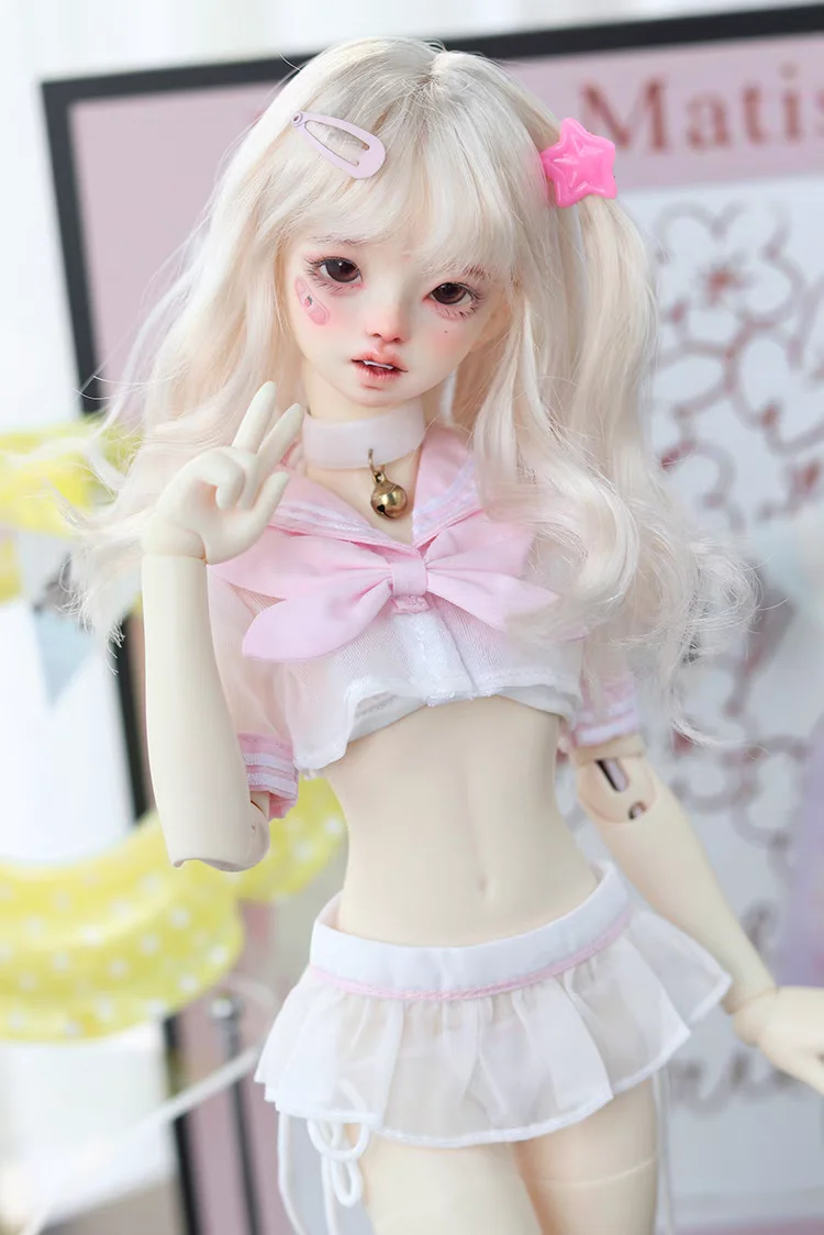 Roupas de boneca bjd adequadas para 13/1/4 tamanho sd roupas de boneca malha terno de marinheiro roupa íntima + roupa íntima + top de malha + saia de malha + gravata 5 peças