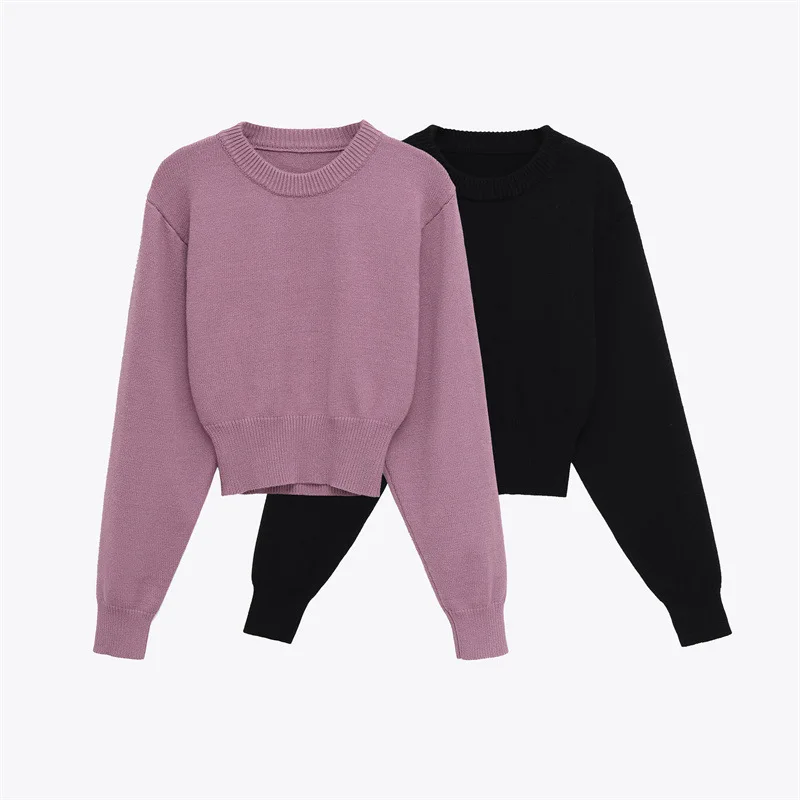 Autumn New Women's Fashion Versatile Crew Neck Long Sleeve Flat Needle Knitted Sweater