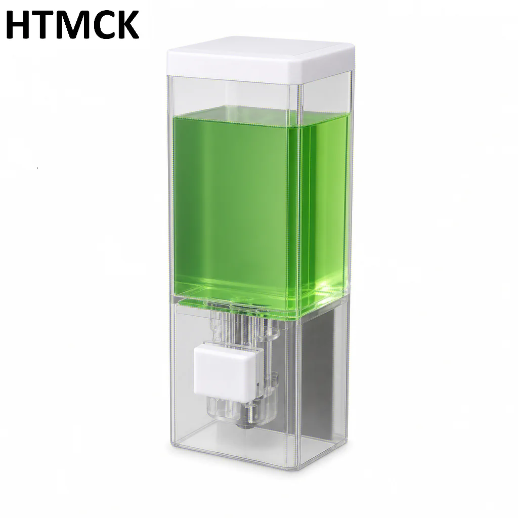 Dispensador de Sabão Manual Transparente Montado na Parede HTMCK, Garrafa de Desinfetante Perfurada Sem Marcas para Banheiro