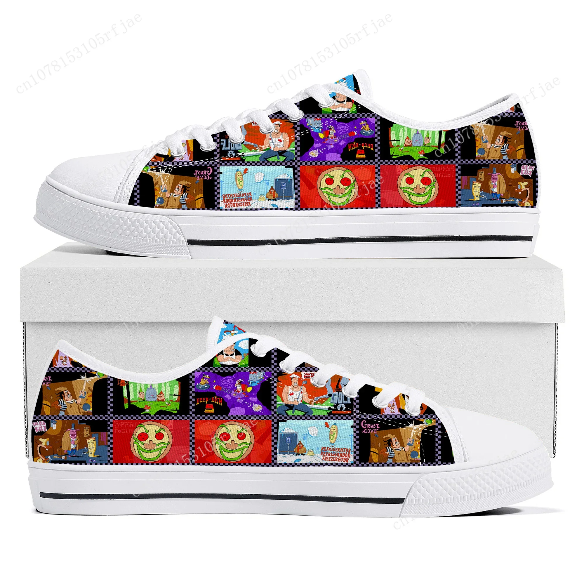 Pizza Tower Low Top Sneakers Hot Cartoon Game Womens Mens Teenager High Quality Fashion Canvas Sneaker Couple Custom Built Shoes