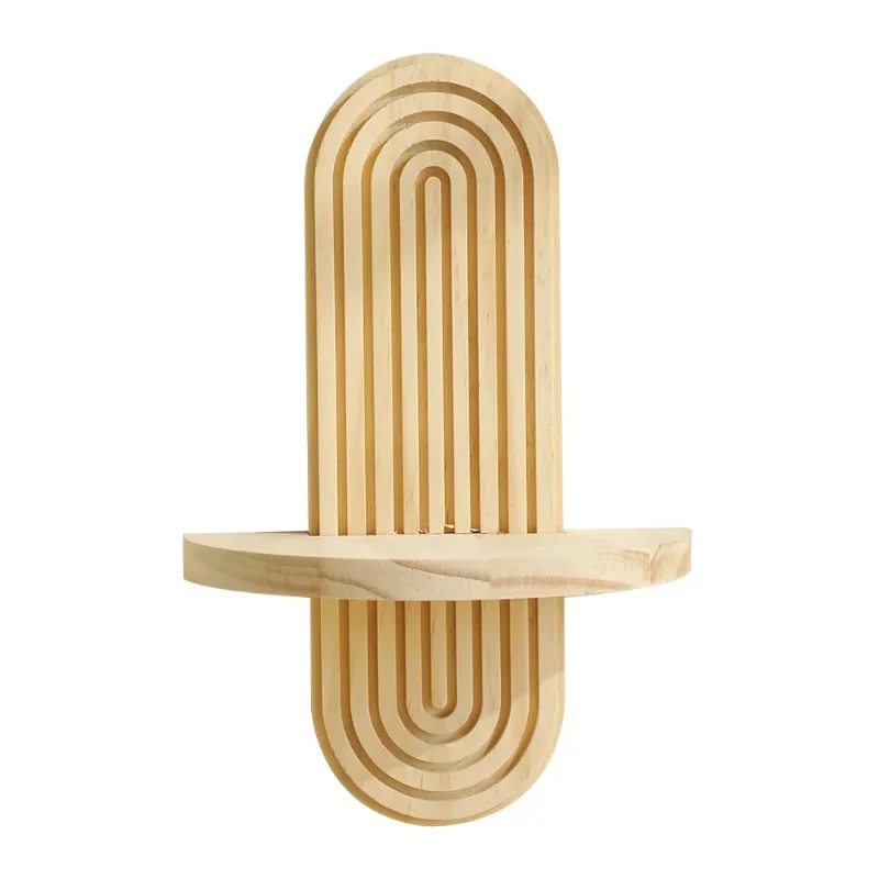 Elliptical line creative solid wood wall flower pot storage rack wooden handicraft