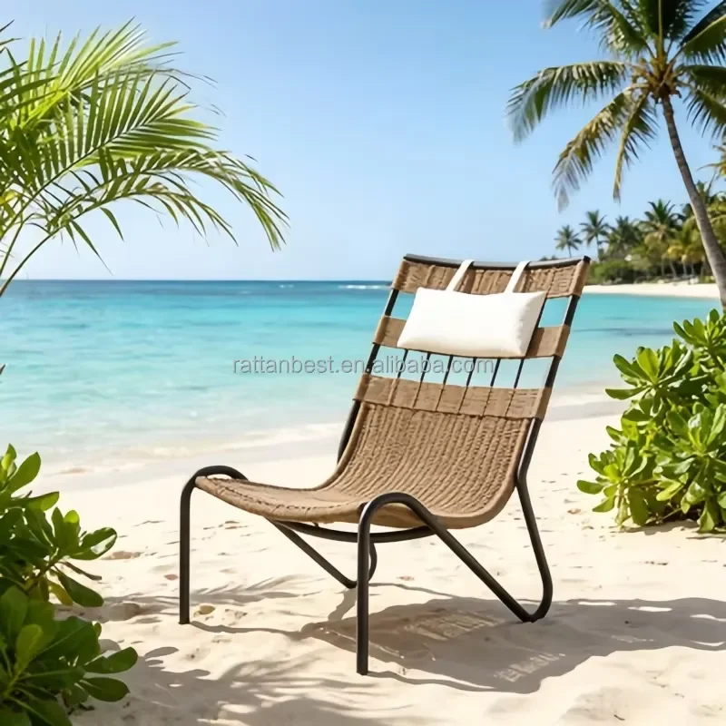 High Quality Aluminum Frame Woven Chair Vintage Style Outdoor Leisure for Hotel Deck Resort
