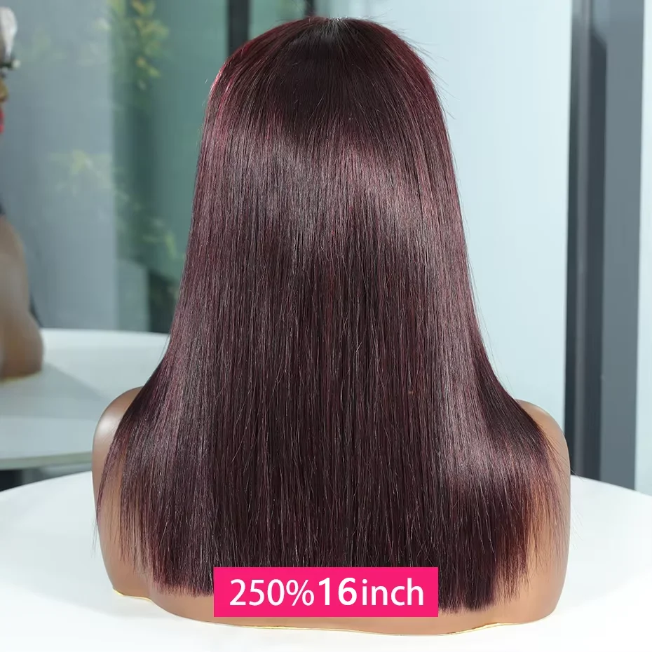 

Необработанные оригинальные вьетнамские супер двойные нарисованные 5x5 бесклеевые парики 99J Передние парики Бордовый кружевной фронтальный парик из человеческих волос 300 250 Плотность