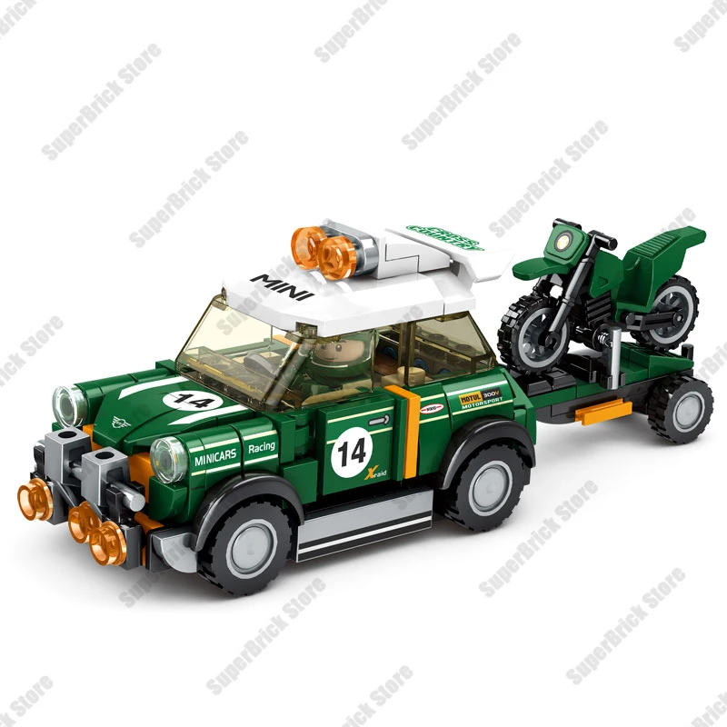 Creative Super Race Car Speed Champion City Racing Taxi Station Retro Motorcycle Model Building Block Sets Classic Bricks Toys