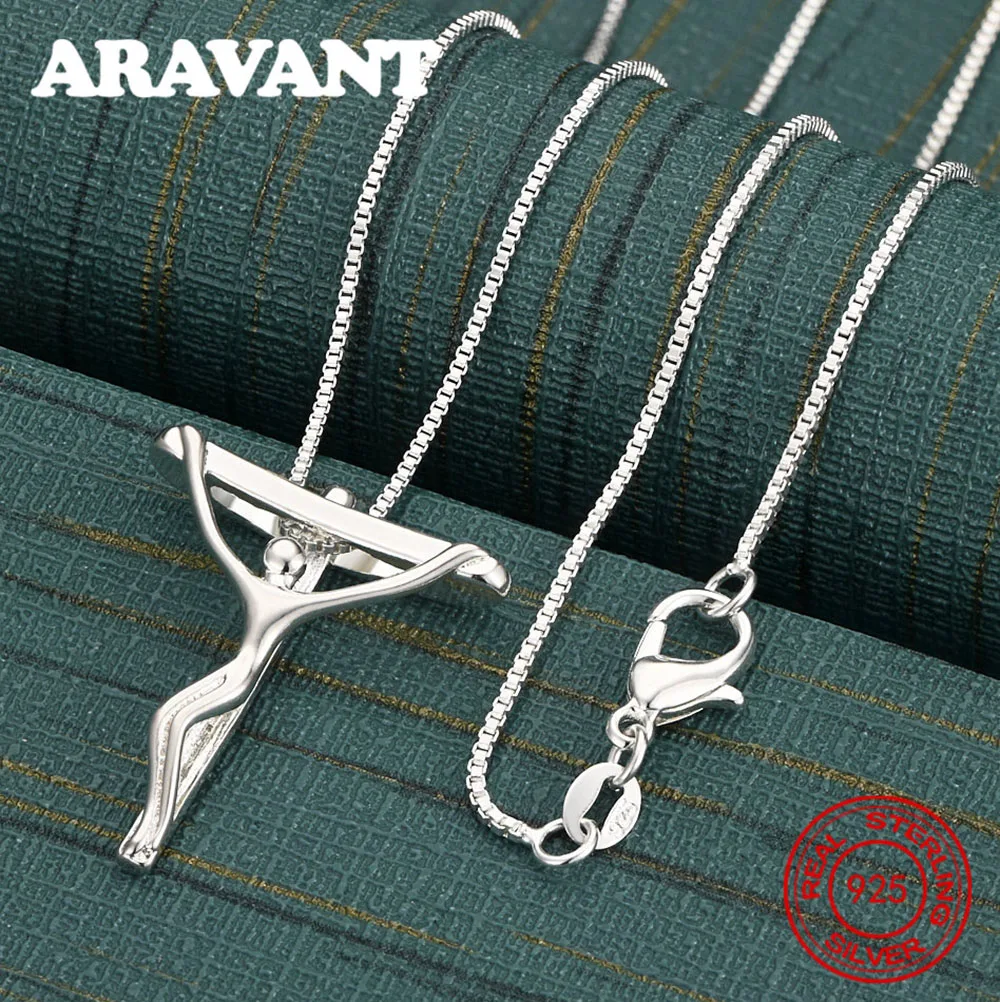 

Ожерелье с подвеской из стерлингового серебра 925 пробы в форме креста для женщин, аксессуары для пригородных поездок, рождественские подарки, ювелирные изделия