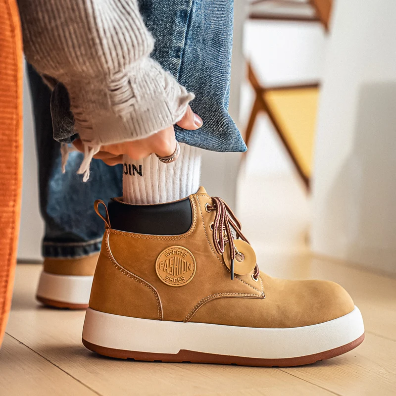 أحذية VIPOL خريفية جديدة للرجال غير رسمية للمشي لمسافات طويلة على الطراز البريطاني، نعل سميك لزيادة الارتفاع ملابس عمل كبيرة الرأس أحذية غير رسمية