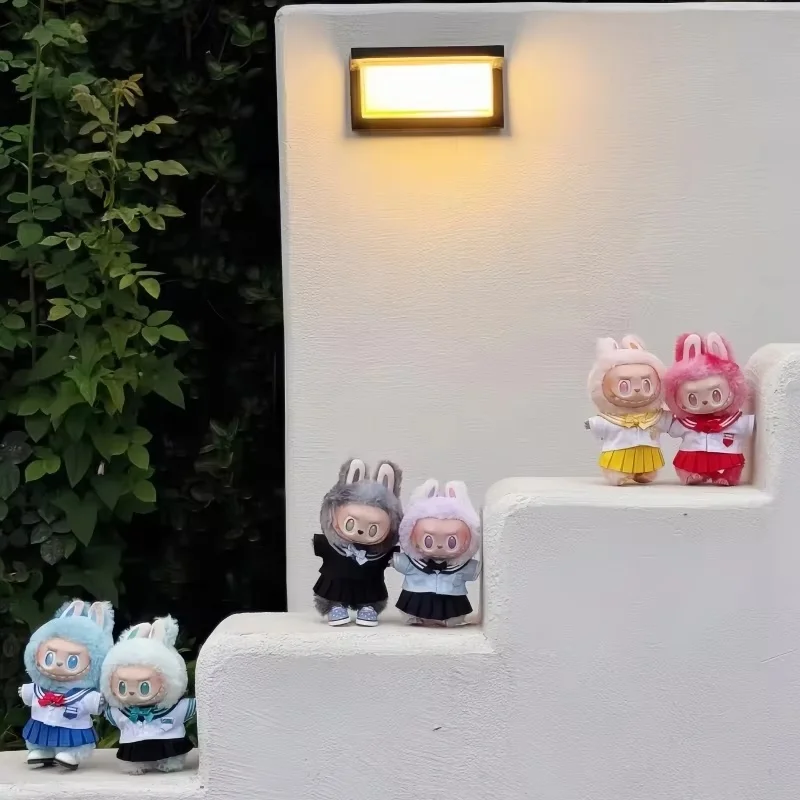Venda quente 17cm jk saia terno roupas para labubu outfit acessórios bonecas roupas bonito decoração presentes em estoque sem boneca