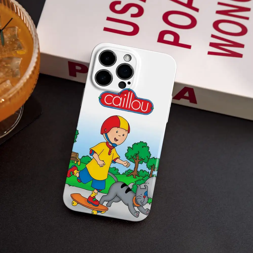 Чехол для телефона с рисунком C-Caillou для iPhone 17, 16, 15, 14, 13, 12, Pro Max Plus, глянцевый HD, с тонкими отверстиями, жидкая пленка, мягкий корпус