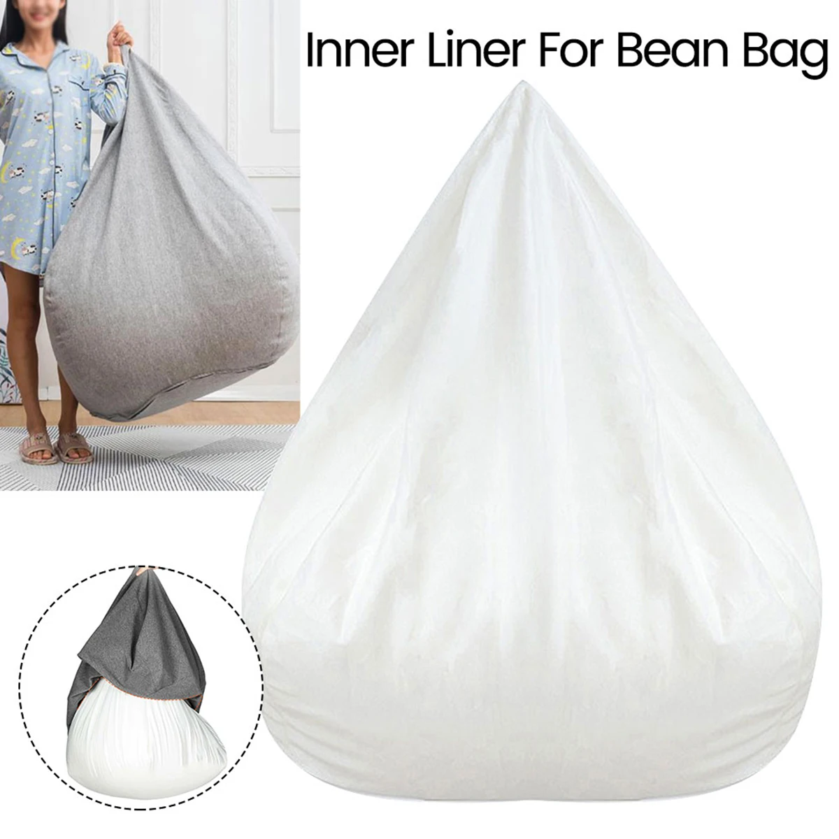 Large Bean Bag Lazy Seat Chair Sofa Inner Liner Cover Couch Soft Fluffy Breathable Adult Child Tatami  Decorative No Padding