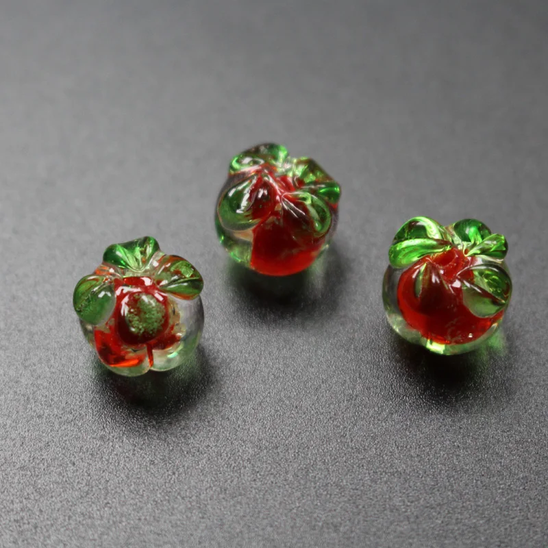 10Pcs 12mm*10mm Lampwork Glass beads Luminous Beads Lovely Pumpkin beads Red Orange Color for DIY jewelry making