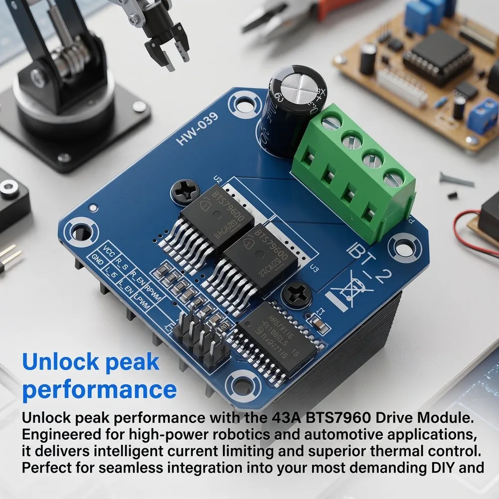 43A BTS7960 Dual H-Bridge Motor Driver Module for Vehicle Systems Robotics and Precision DC Motor Applications