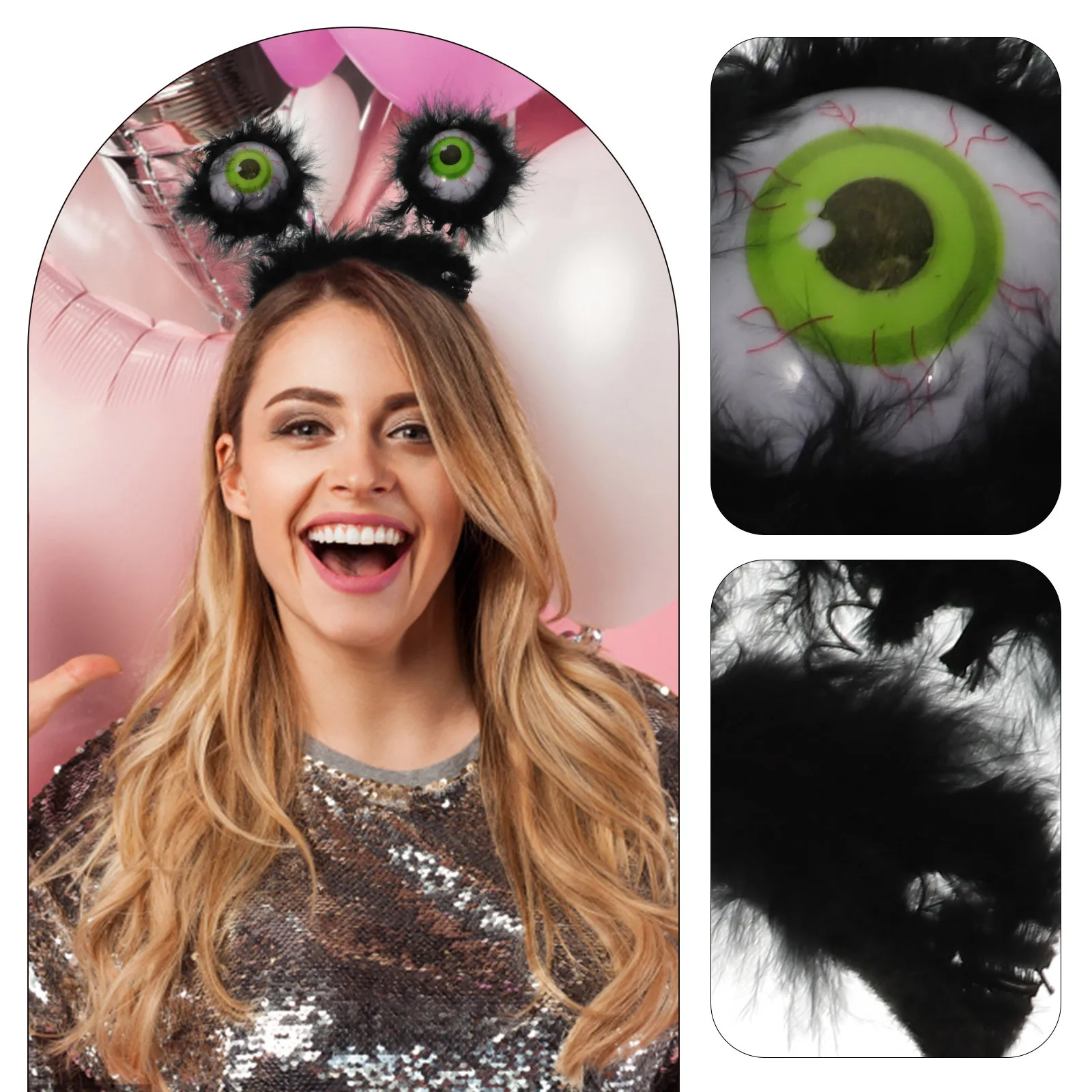 

2 шт., повязки на голову для глазного яблока на Хэллоуин, удобные легкие головные уборы для Хэллоуина, шарики для глаз, обручи для волос для косплея, прочный, безопасный