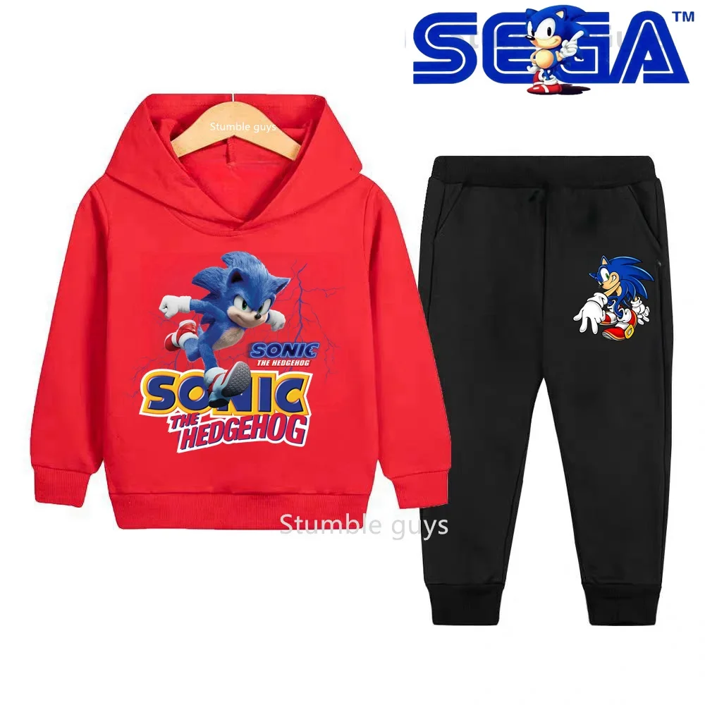Kids Sonic Hoodie Set Autumn Winter Boys Clothes Girls Warm Casual Sweatshirt Trucksuit Street Cool Tee​