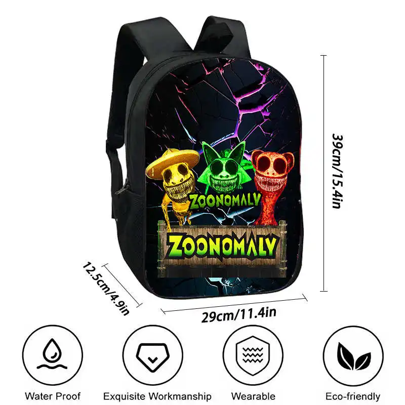 Zoonomaly Prints School Backpack for Child ,Cartoon School Bags for Boys Girls ,Light Weight  and Durable Kids Backpack