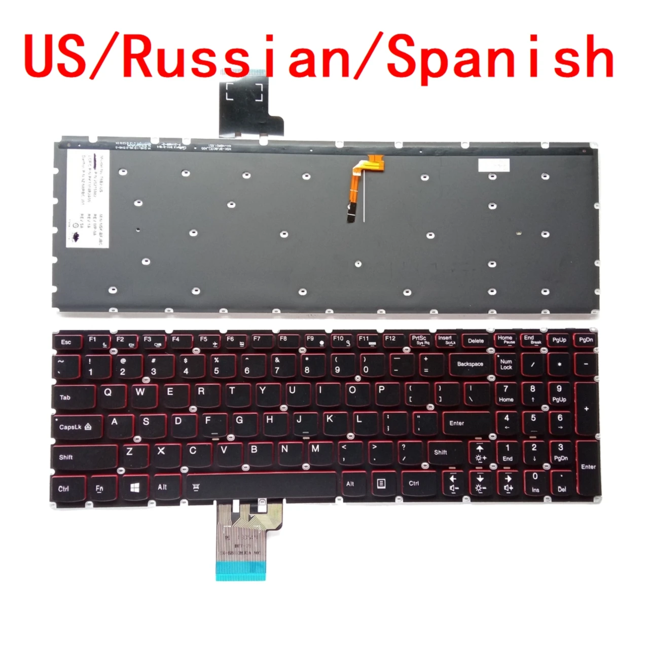 

New US Russian Spanish Laptop Backlit Keyboard For Lenovo IdeaPad Y50 Y50-70 Y50-70AS Y50-80 U530 U530P-IFI Replacement