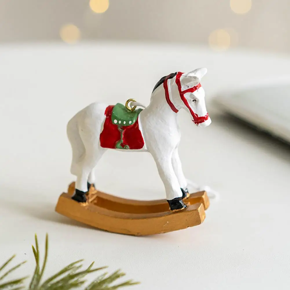 Vintage Christmas Ornaments 3d Cartoon Horse Resin Ornament for Christmas Tree Retro Holiday Decoration New Year for Christmas