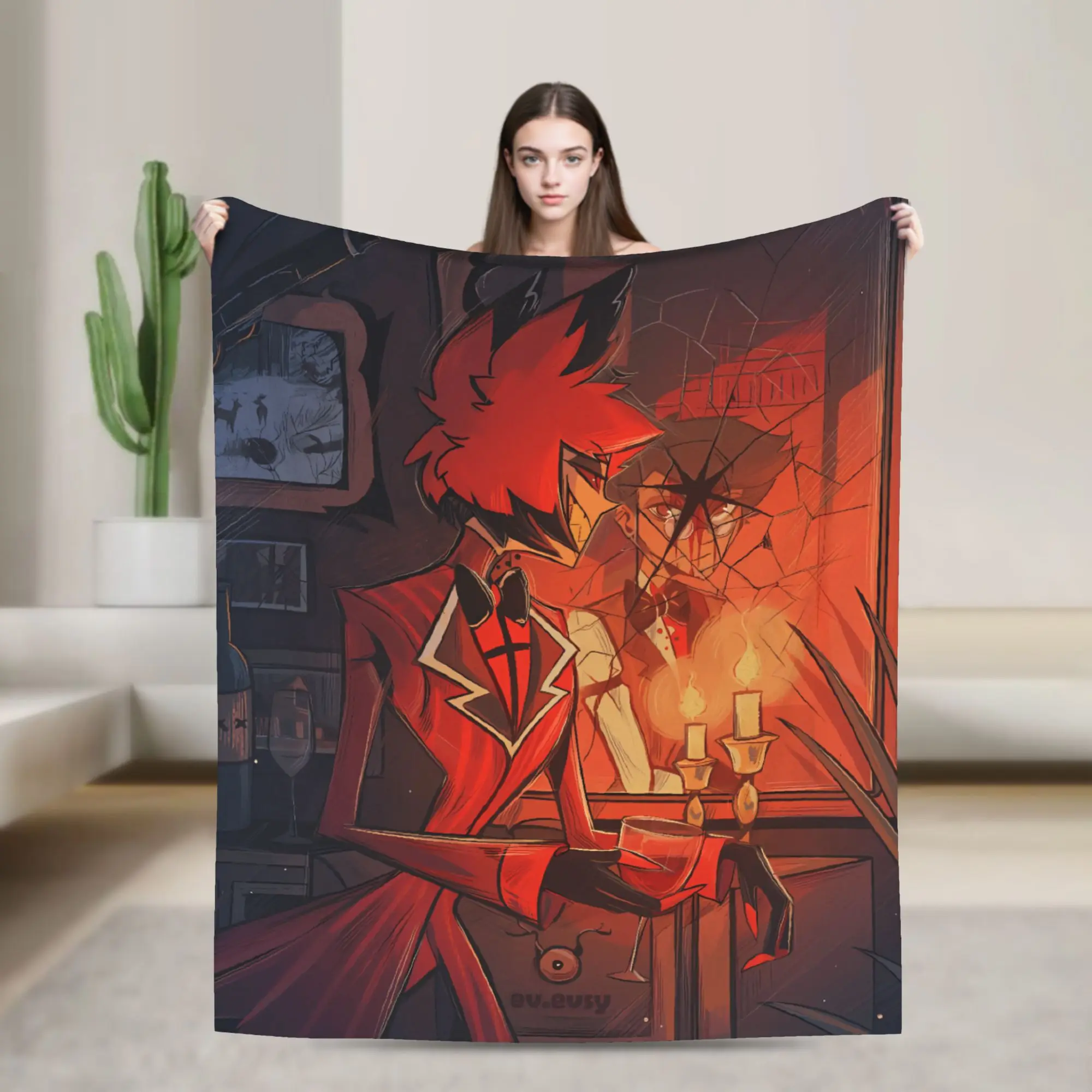 

Alastor the Radio Demon Flannel Blanket Winter Warm Soft Bedding Throws for Girls Boys Outdoor Print Bedspread Sofa Bed Cover