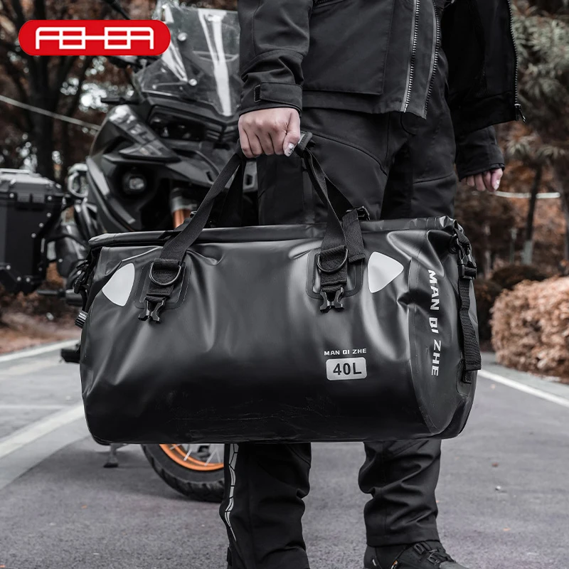 FEHER Motorbike Tail Bags Expandable 40L Large Capacity Tear-resistant Waterproof Motorcycle Seat Bags for Outdoor Riding Sports