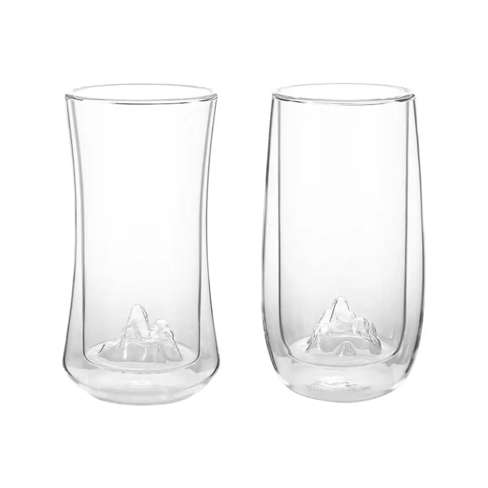 

Portable Mountain Shape Double Wall Glass Cups 300ml Heat-Resistant Coffee Cup Vintage Thickened Beer Milk Jug Camping