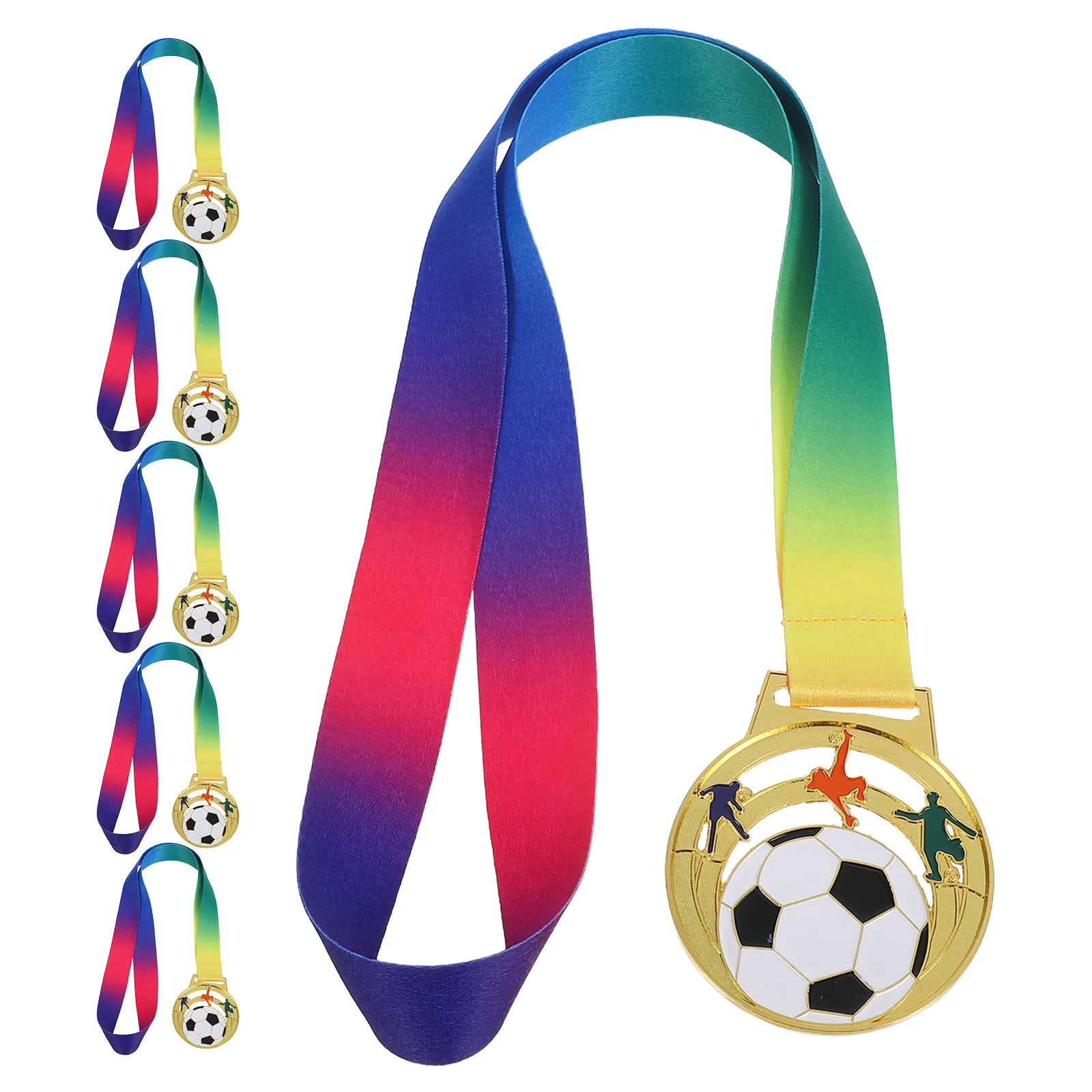 6 medaglie di calcio, design cavo, premio in metallo per bambini, giorno sportivo e giochi di società, premi di calcio, premi di calcio