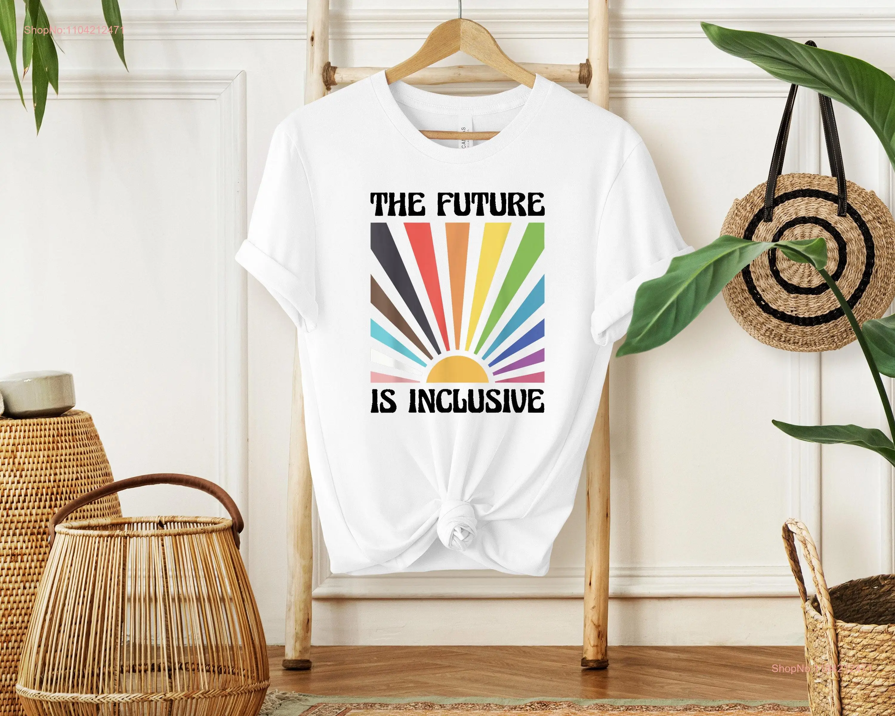 The Future is Inclusive T Shirt Rainbow Pride Trans Rights Top LGBTQ Progress Social Justice Gay long or short sleeves