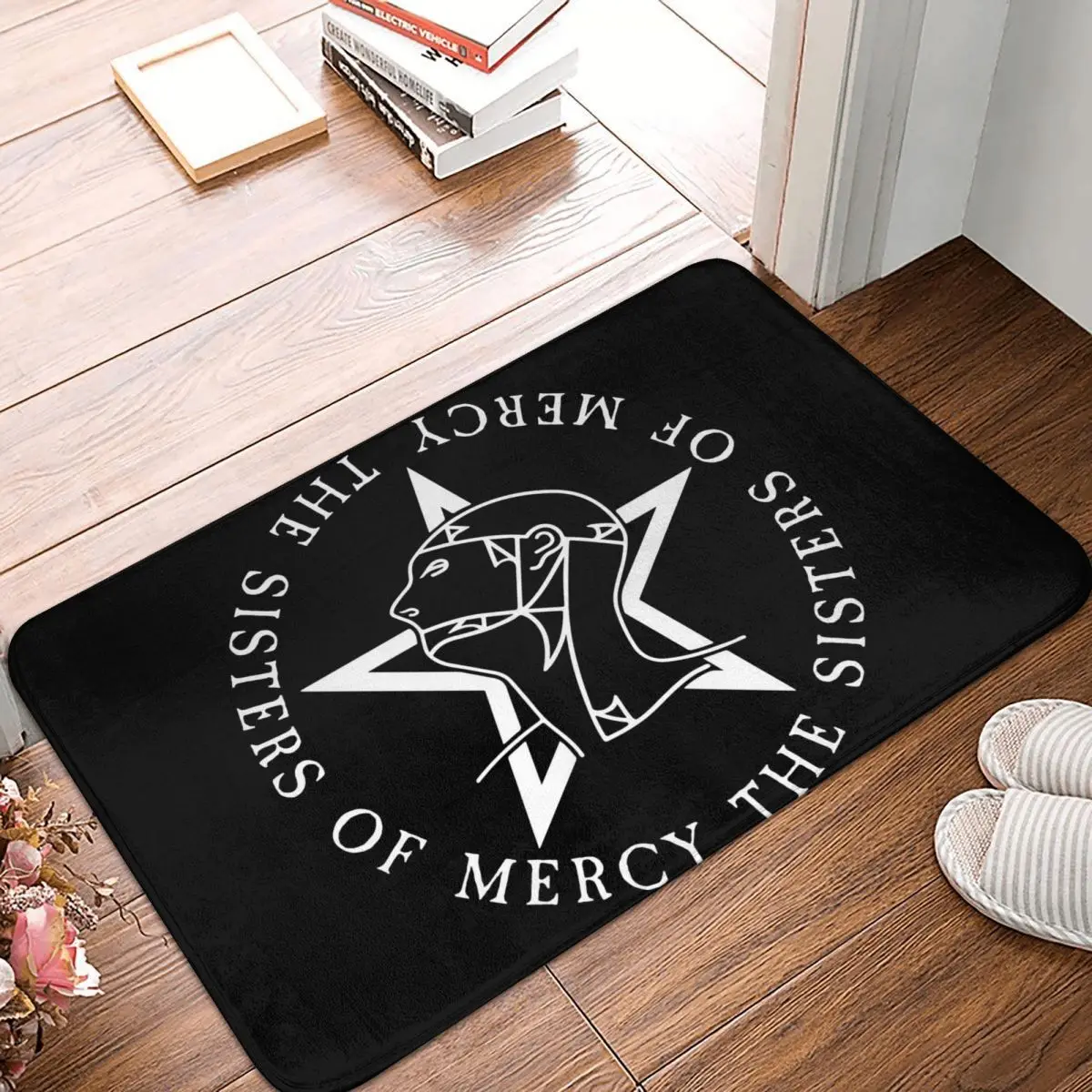 

Round Text Logo Goth The Sisters Of Mercy Anti-slip Doormat Floor Mat Carpet Rug for Kitchen Entrance Home Balcony Footpad Mats