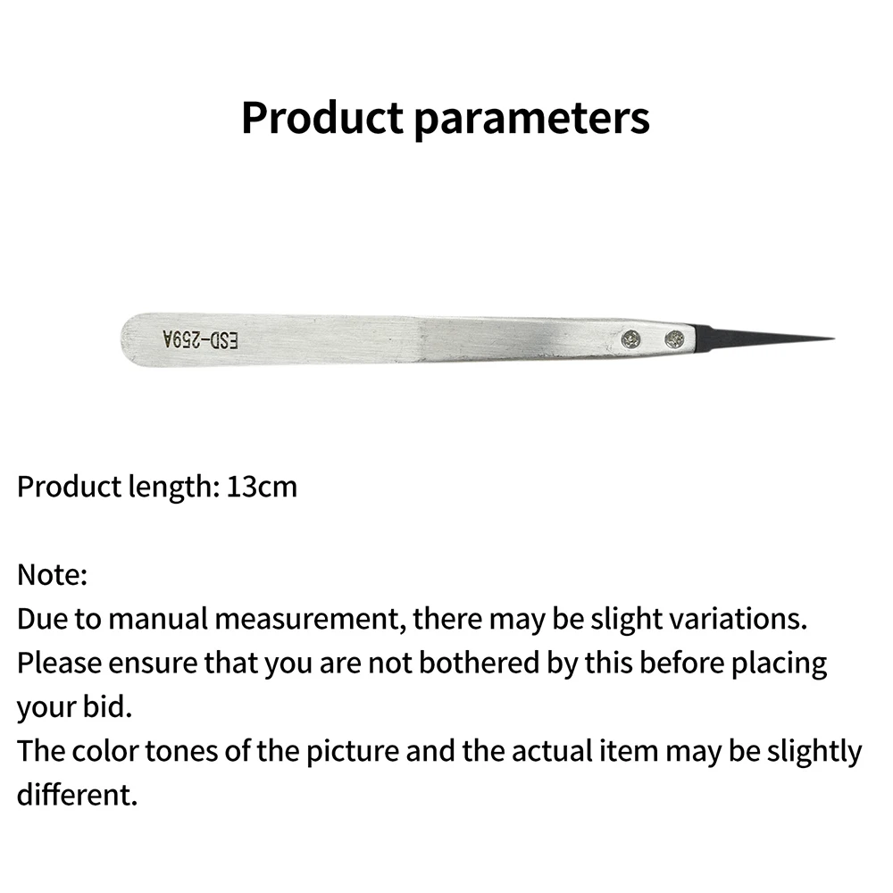 ESD-259A Safe Tweezers With Anti-Static Rubber Tips Scratch-proof Fine Gripping Tweezers For Electronics Repair Jewelry Crafting