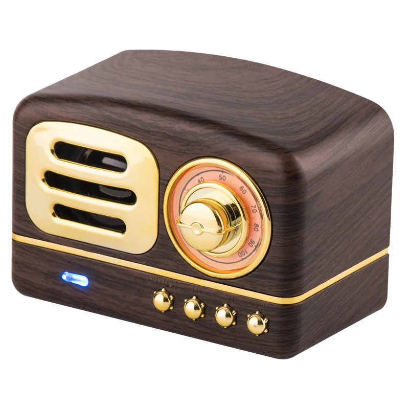 FM Video Retro Bluetooth Speaker FM/AM Radio Portable Creative Gift Wood Grain Subwoofer Plug In Card Mobile Phone Mini Audio