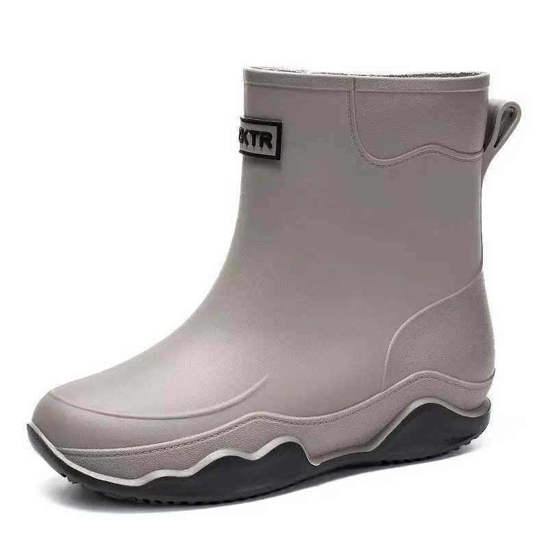 

Men Flat Sole High Top Rain Boots Four Seasons New Unisex Thick sole Non Slip Waterproof Kitchen Work Shoes Fishing Wader