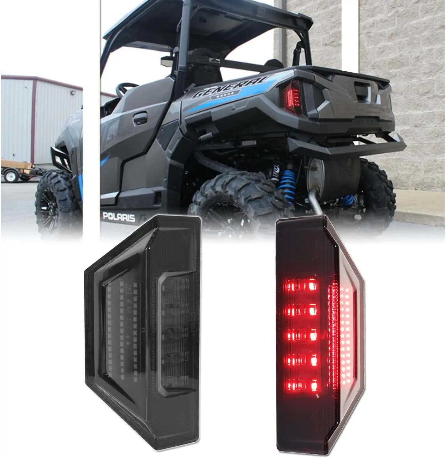 

2Pcs UTV Tail Lights for Polaris Ranger 570-2020, Red LED Rear Brake Light, Smoked Lens