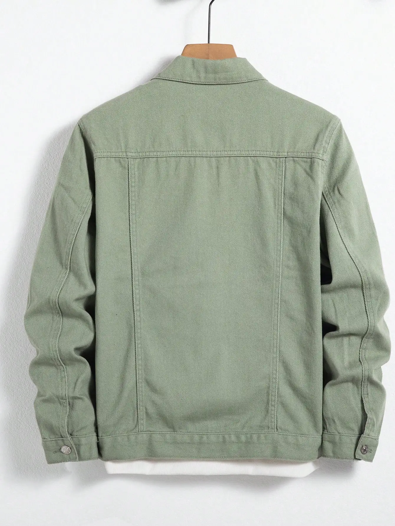 Men's Denim Jacket for Spring and Autumn. Green Coat. Fashionable, Trendy, Simple Style. For Daily Casual Wear. 8 S14cc7b98681b43bea3f1d74c129127871