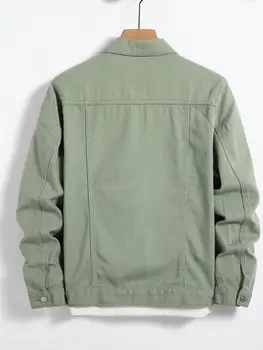 Men's Denim Jacket for Spring and Autumn. Green Coat. Fashionable, Trendy, Simple Style. For Daily Casual Wear. 2 Men's Denim Jacket for Spring and Autumn. Green Coat. Fashionable, Trendy, Simple Style. For Daily Casual Wear. 2